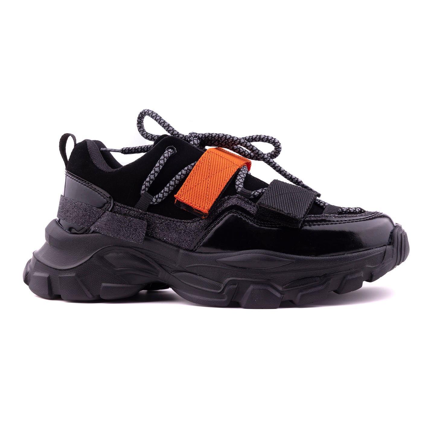 Pasomia 075 Women Sport Sneakers for walking, Black Orange