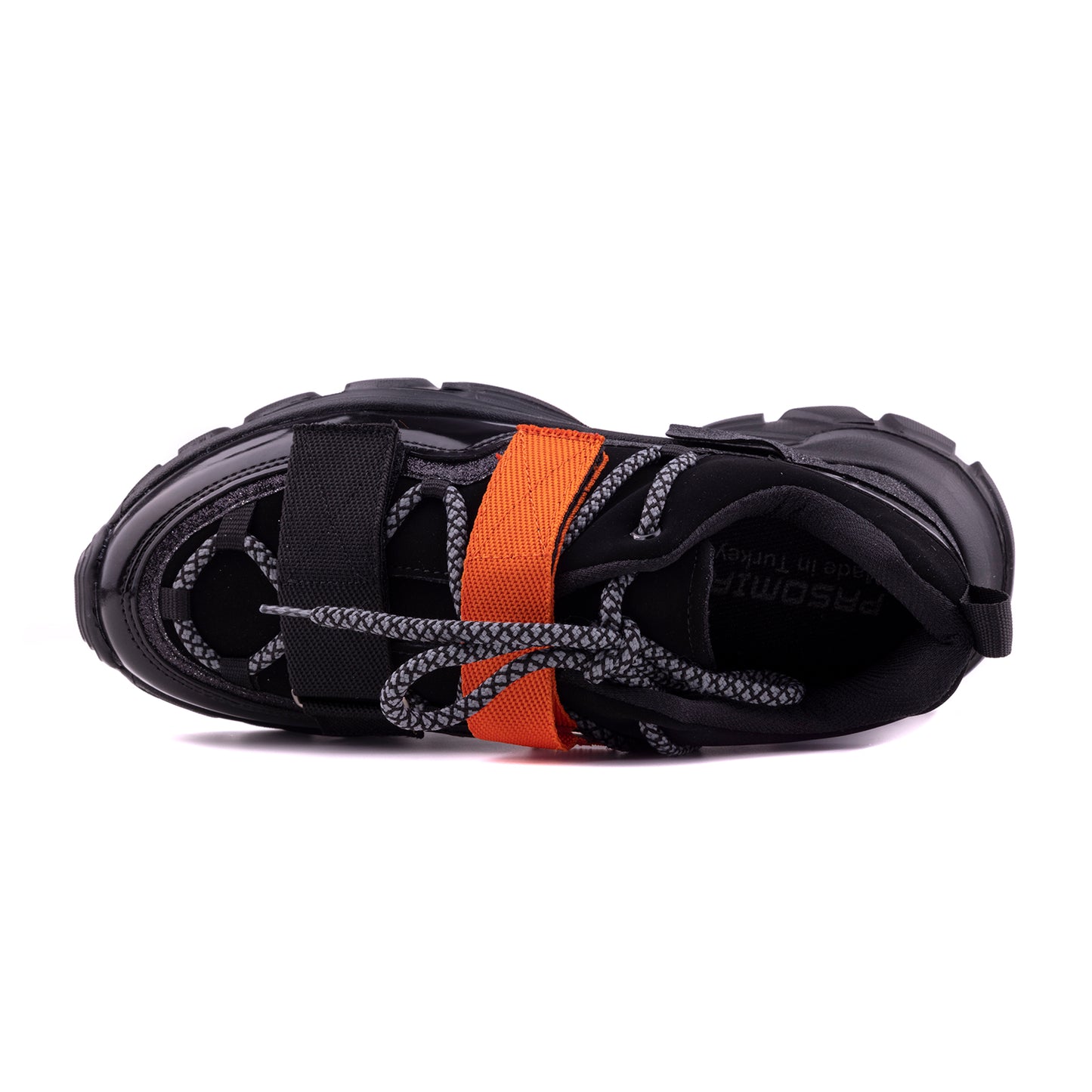 Pasomia 075 Women Sport Sneakers for walking, Black Orange