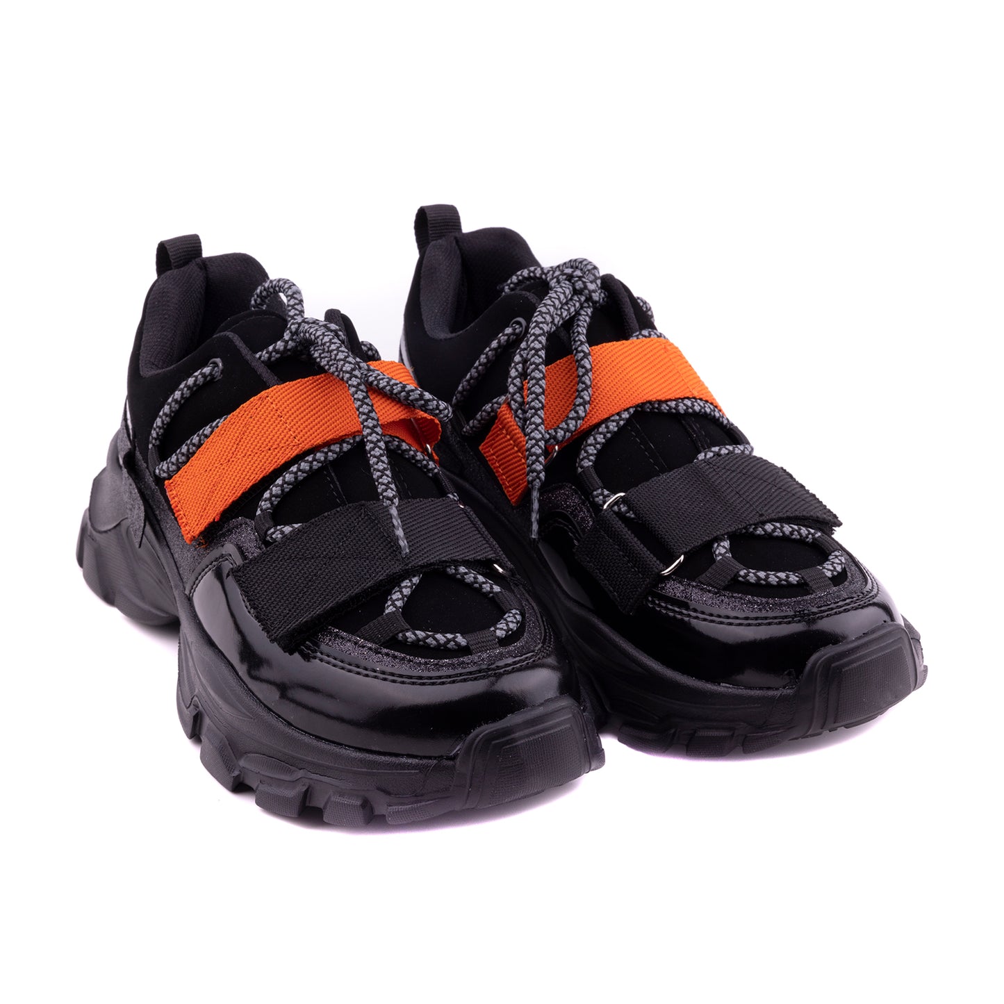 Pasomia 075 Women Sport Sneakers for walking, Black Orange